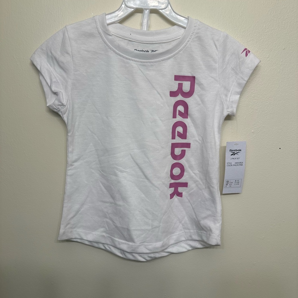 Reebok Kids White Tee with Pink Logo